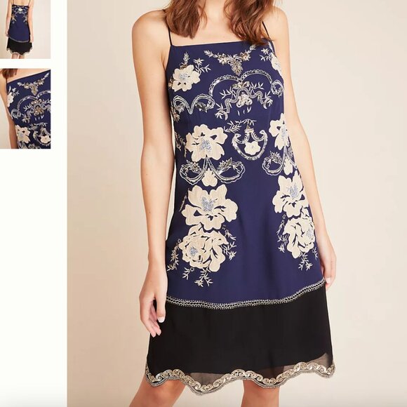 ⭐️Allaire Embroidered Sequin Floral Classy Elegant Wedding Chic Party Slip Dress - Picture 1 of 3